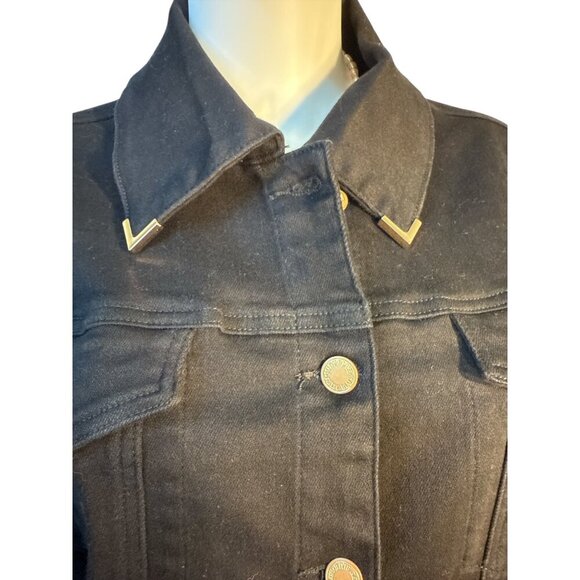 Judy Blue Womens Black Denim Jacket 3XL With Raw Hem & Button Front NWT - Picture 3 of 10
